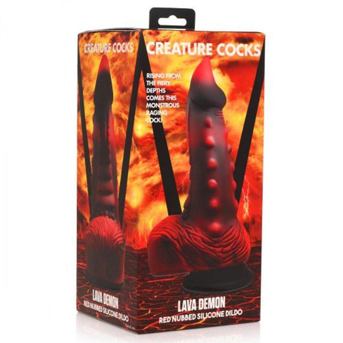Creature Cocks Lava Demon Thick Nubbed Red and Black Silicone Dildo