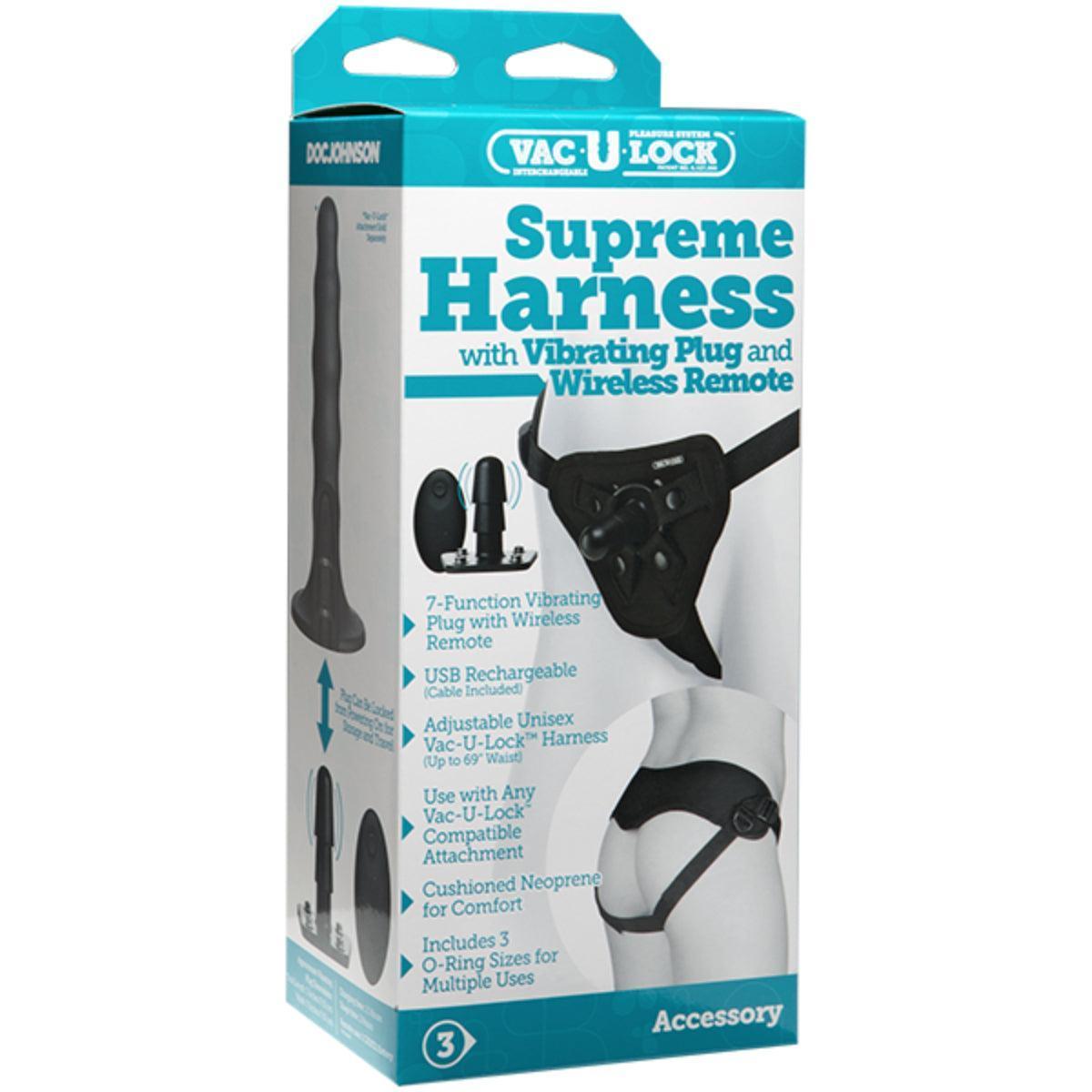 Doc Johnson Vac-U-Lock Supreme Harness With Vibrating Plug Black