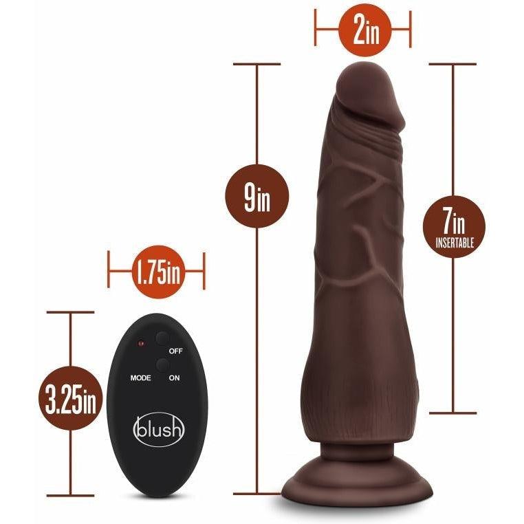 Dr. Skin - 9 inch 10 Function Wireless Remote Dildo - Chocolate