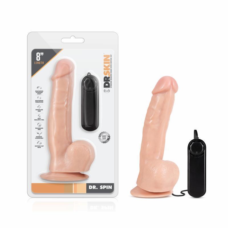 Dr. Skin - Dr. Spin Realistic Dildo With Suction Cup 8'' - Vanilla
