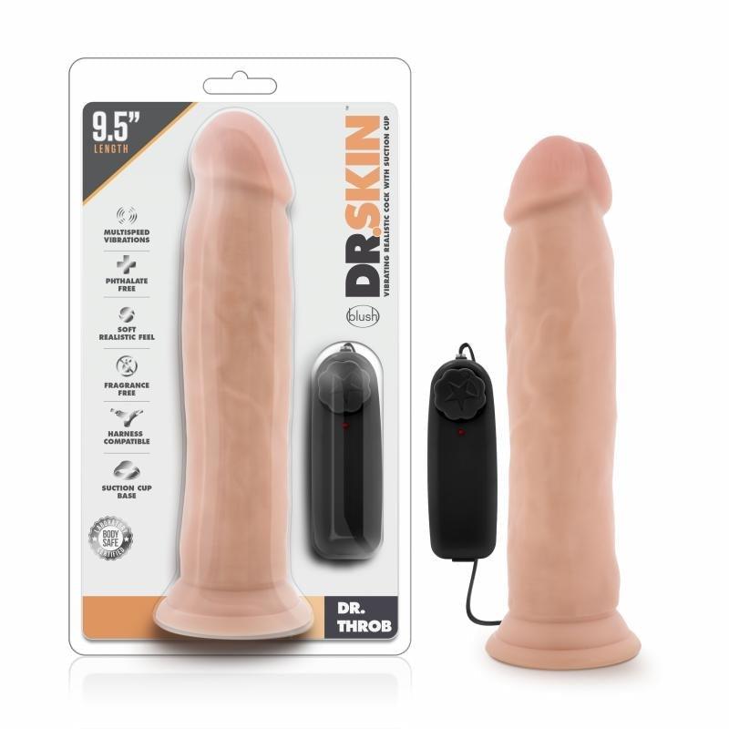 Dr. Skin - Dr. Throb Vibrator With Suction Cup 9.5'' - Beige