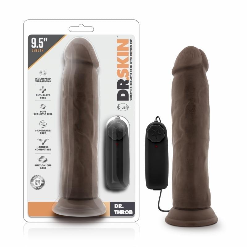 Dr. Skin - Dr. Throb Vibrator With Suction Cup 9.5'' - Chocolate
