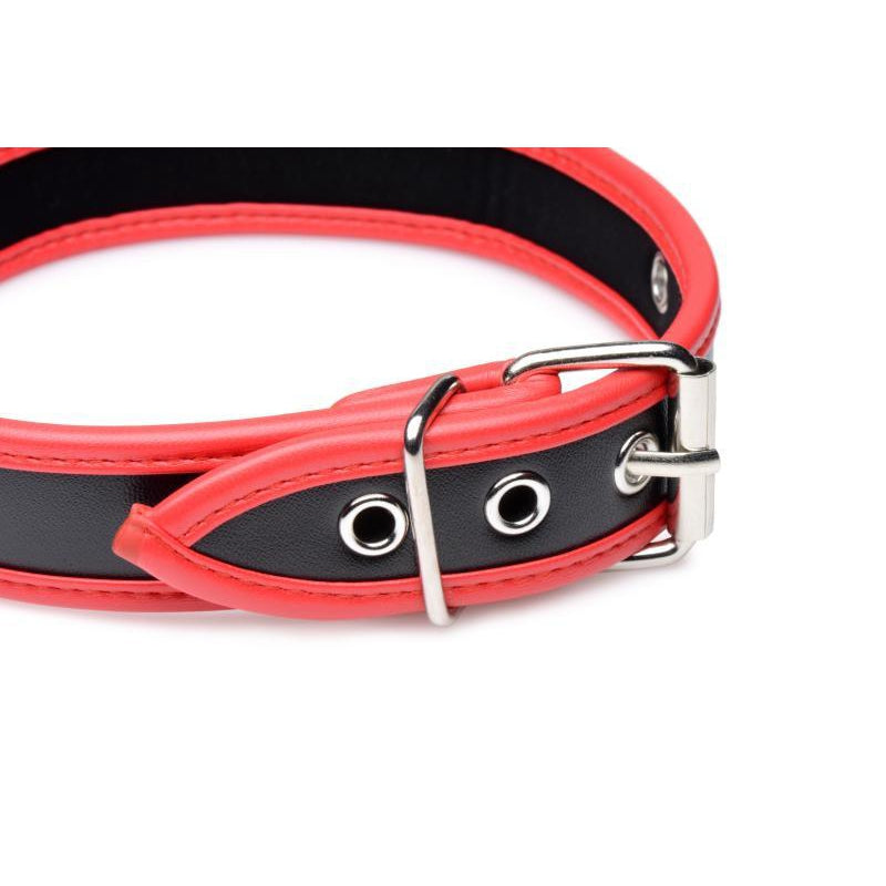 Eye catching Collar with O Ring - Black/Red