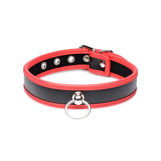 Eye catching Collar with O Ring - Black/Red