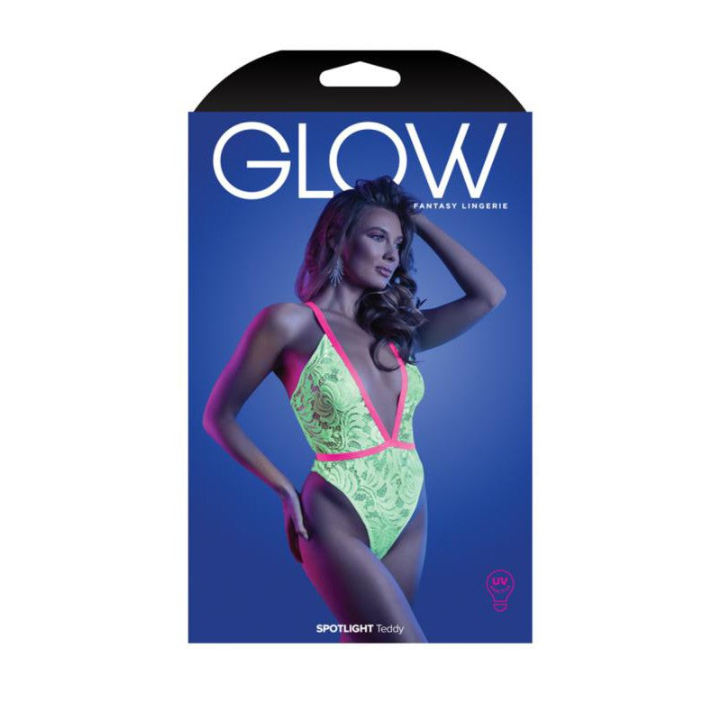 SPOTLIGHT - Contrast Elastic Lace Body with Snap Closure - Neon Green