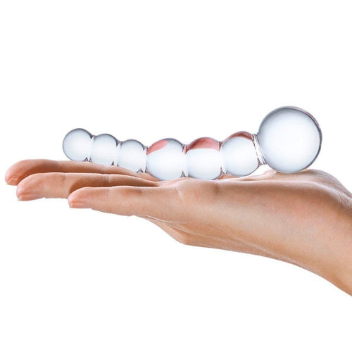 Glas Curved Glass Beaded Dildo Clear (5)