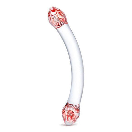 Glas Red Head Double Dildo Clear 8"