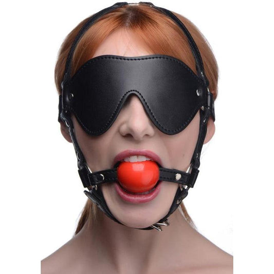 Kinky Adjustable Harness With Blindfold And Ball Gag