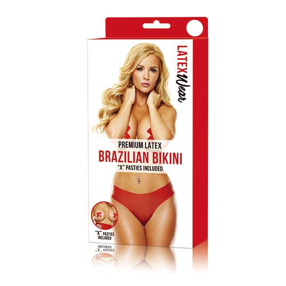 Latexwear - Premium Latex Brazilian Bikini Red S/M