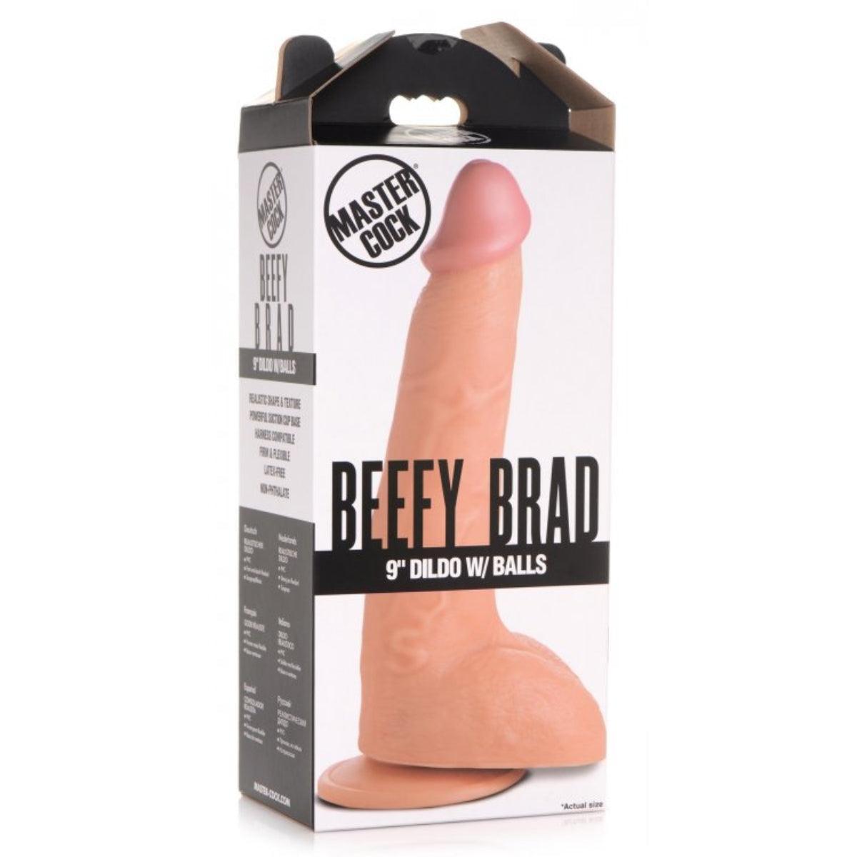 Master Cock Beefy Brad Dildo With Balls Light 9"