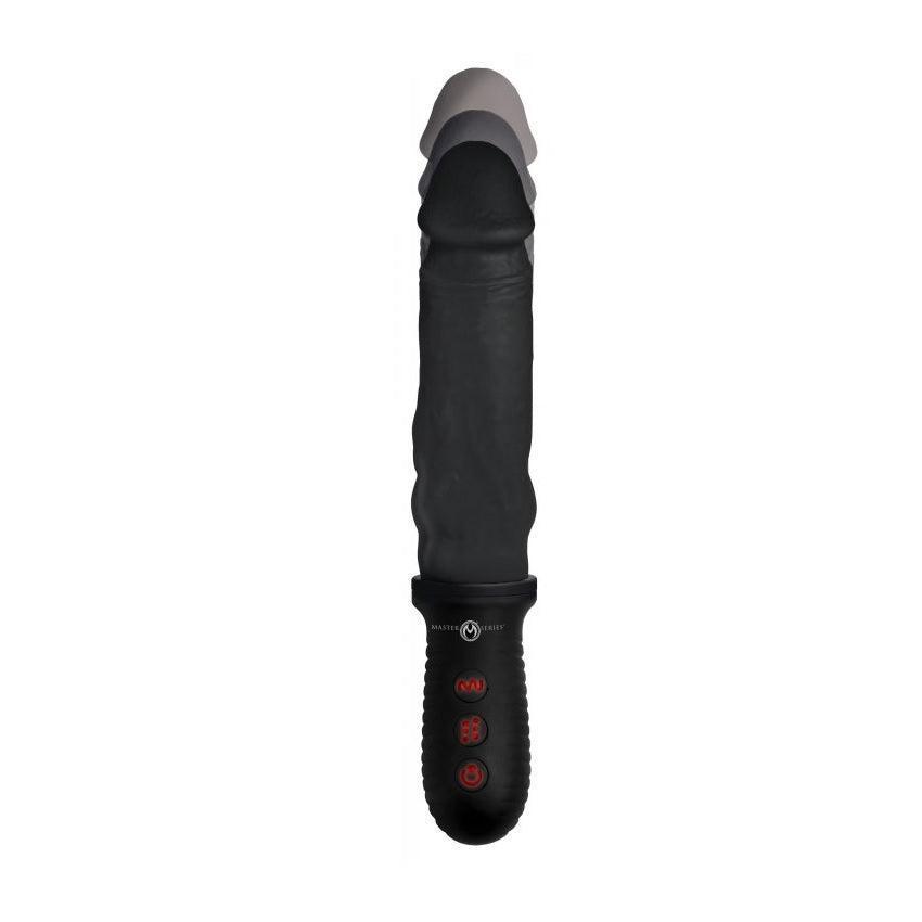Master Series 8X Auto Pounder Vibrating and Thrusting Dildo With Handle Black