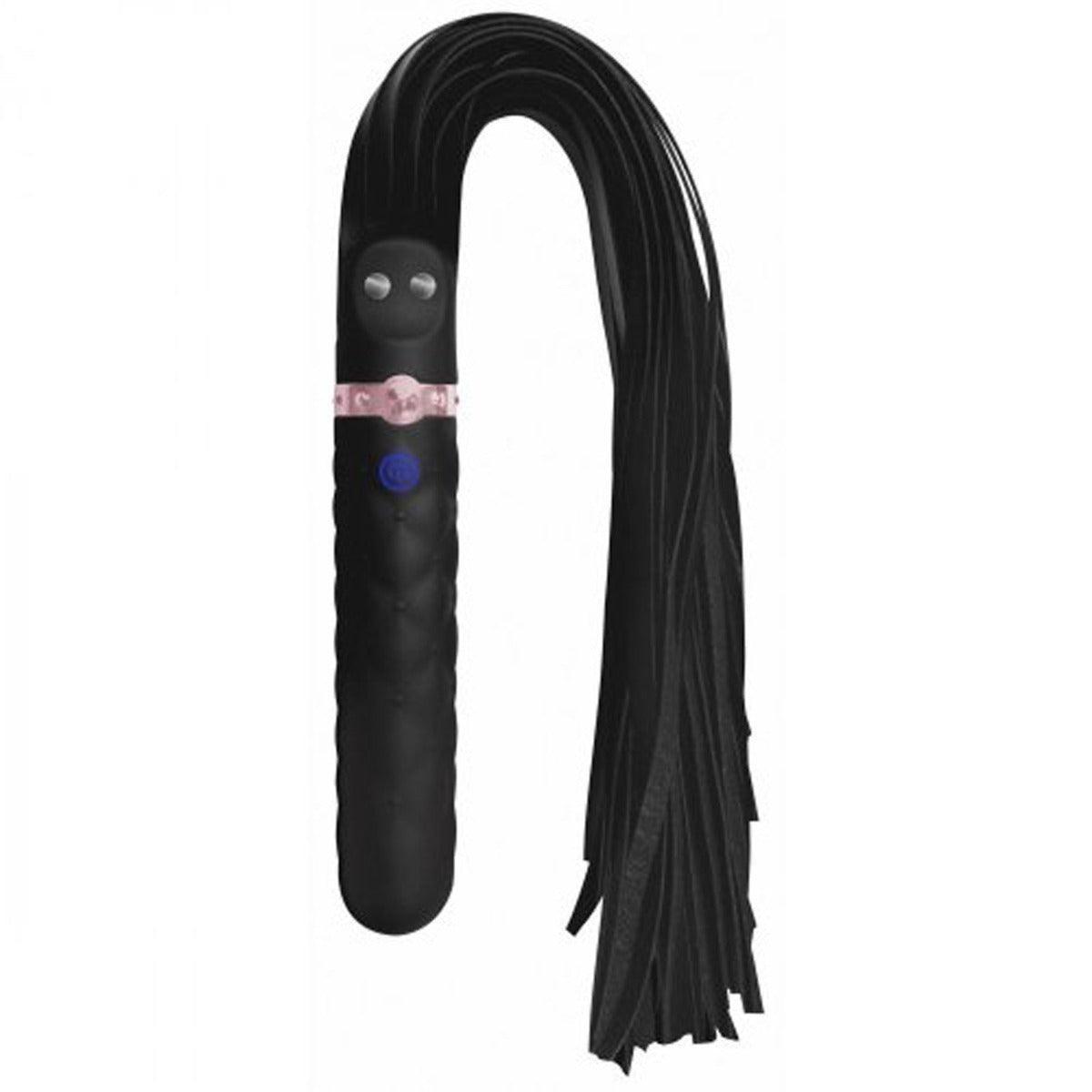 Master Series Vibra-Lasher 9X Black Vibrating Silicone Dildo Flogger