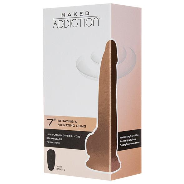 Naked Addiction - Rotating & Vibrating Dong with Remote 7.5 Inch Vanilla