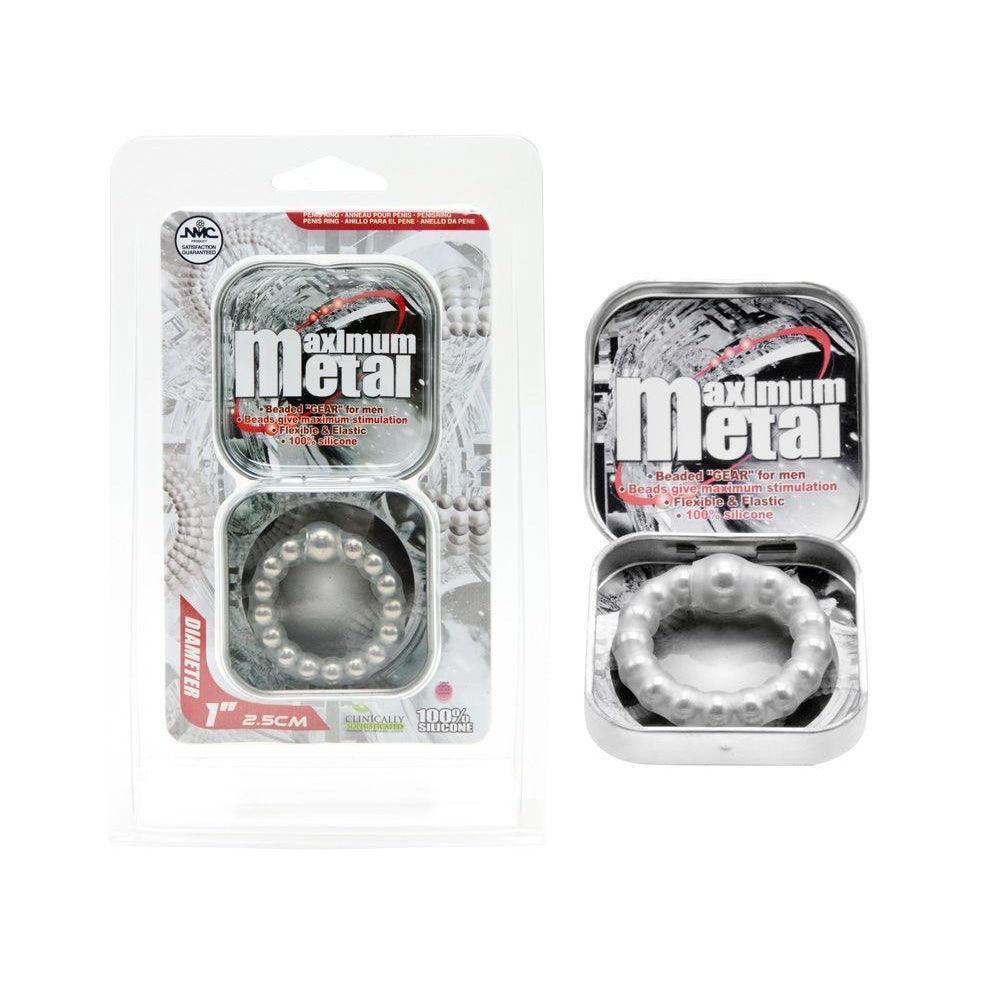 Nanma Maximum Metal 100% Silicone Beaded Cock Ring Silver