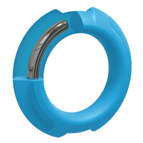 OptiMALE - FlexiSteel - Silicone Metal Core Cock Ring - 43mm - Blue