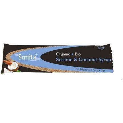 Organic sesame bar with organic coconut syrup.