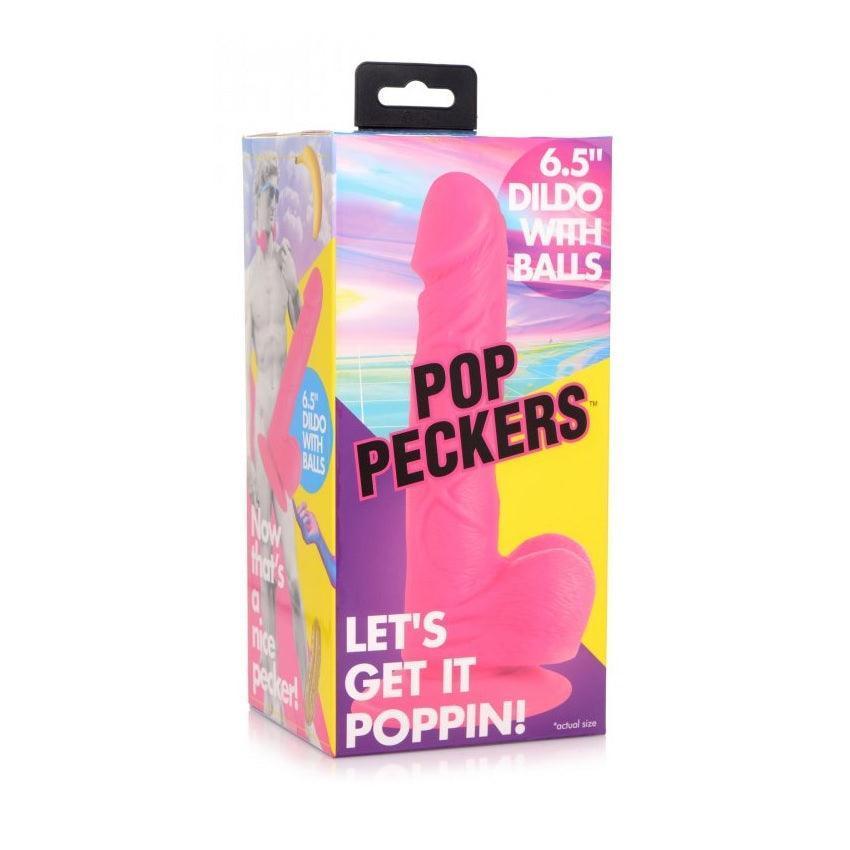Pop Peckers Dildo With Balls Pink (6.5”)