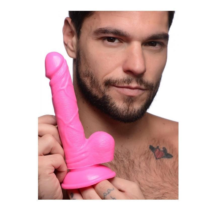 Pop Peckers Dildo With Balls Pink (6.5”)