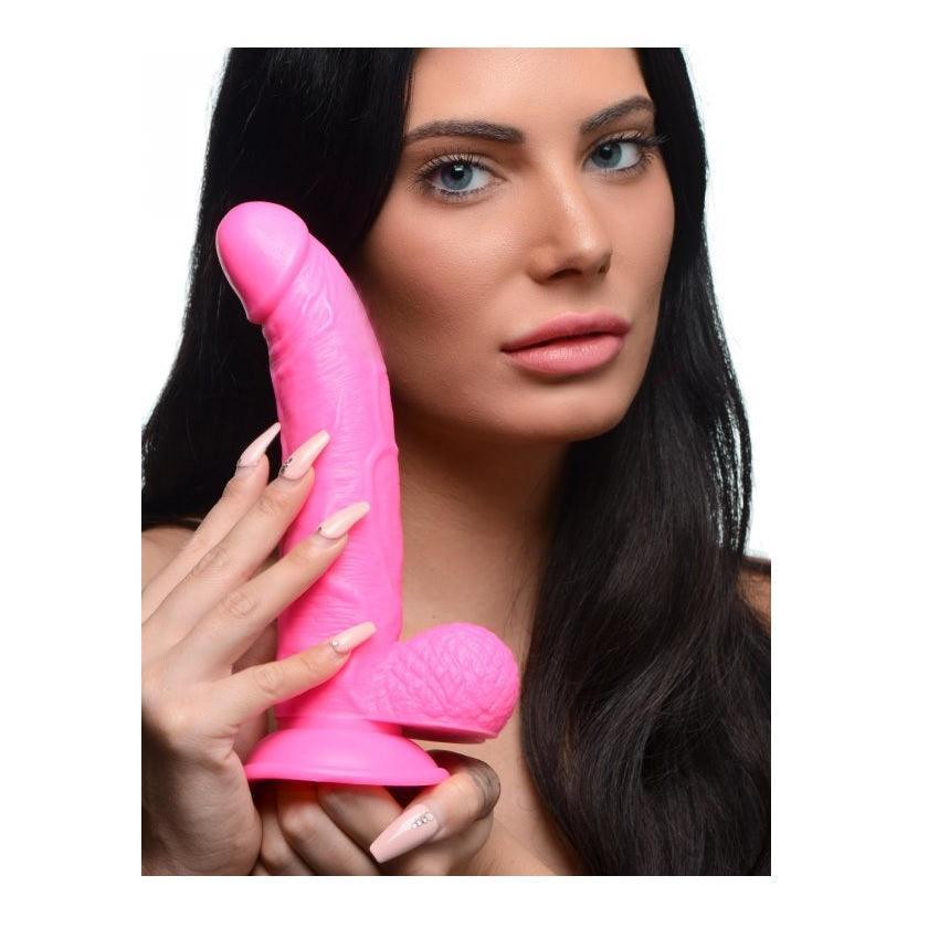Pop Peckers Dildo With Balls Pink (7.5”)
