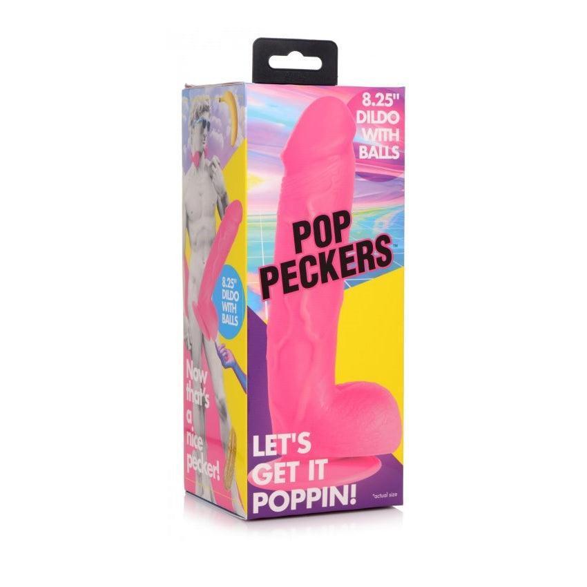 Pop Peckers Dildo With Balls Pink (8.25”)