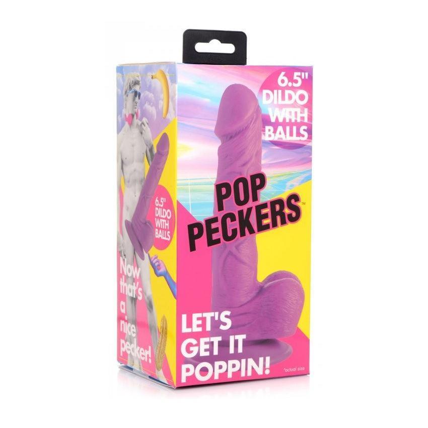 Pop Peckers Dildo With Balls Purple (6.5”)