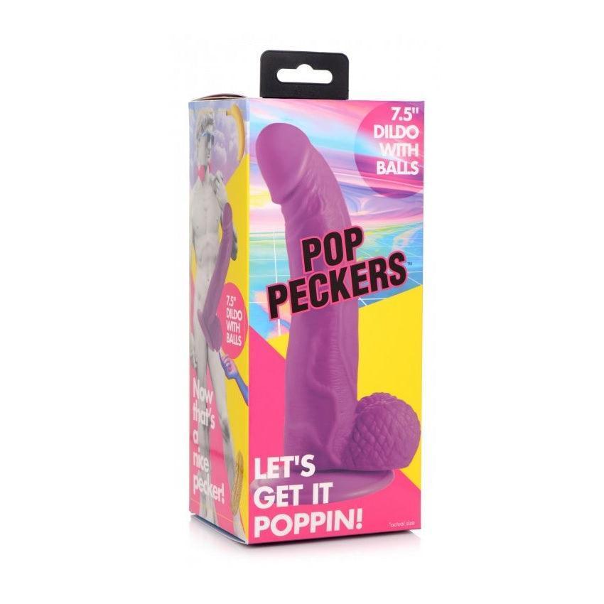 Pop Peckers Dildo With Balls Purple (7.5”)