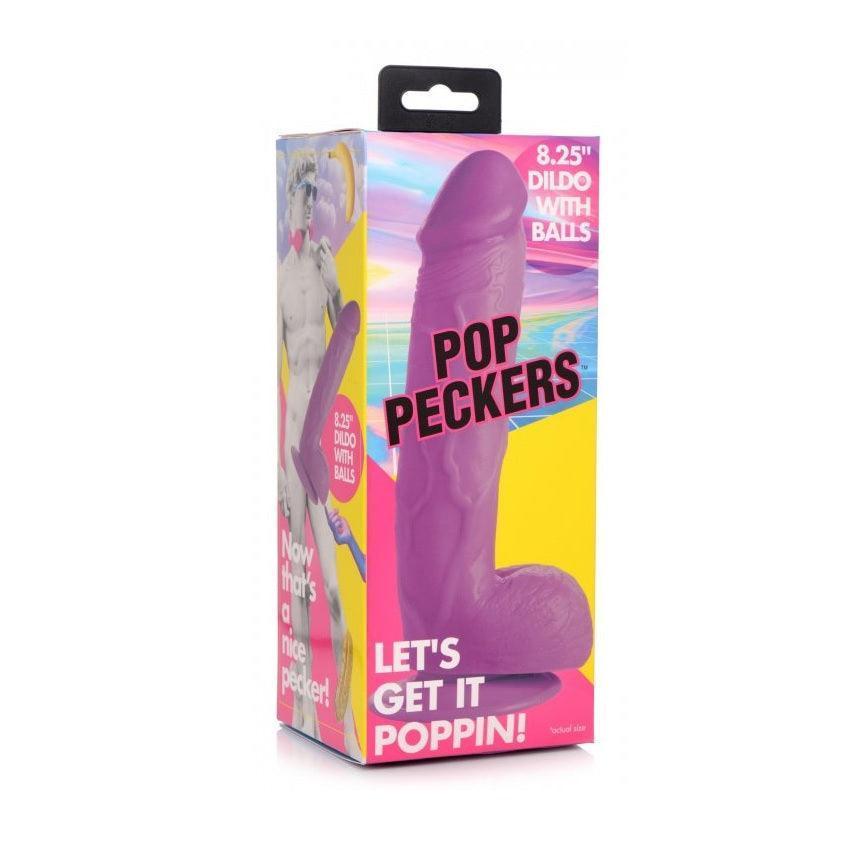 Pop Peckers Dildo With Balls Purple (8.25”)