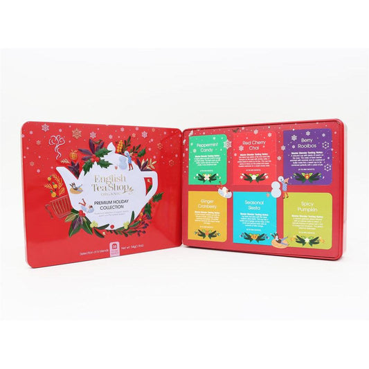 Premium Holiday Collection Red Gift Tin - 36 Tea Pyramid Bags