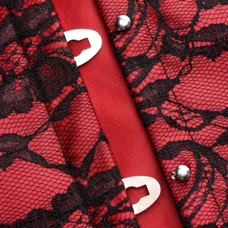Scarlet Seduction Lace Corset & Thong - Black/Red