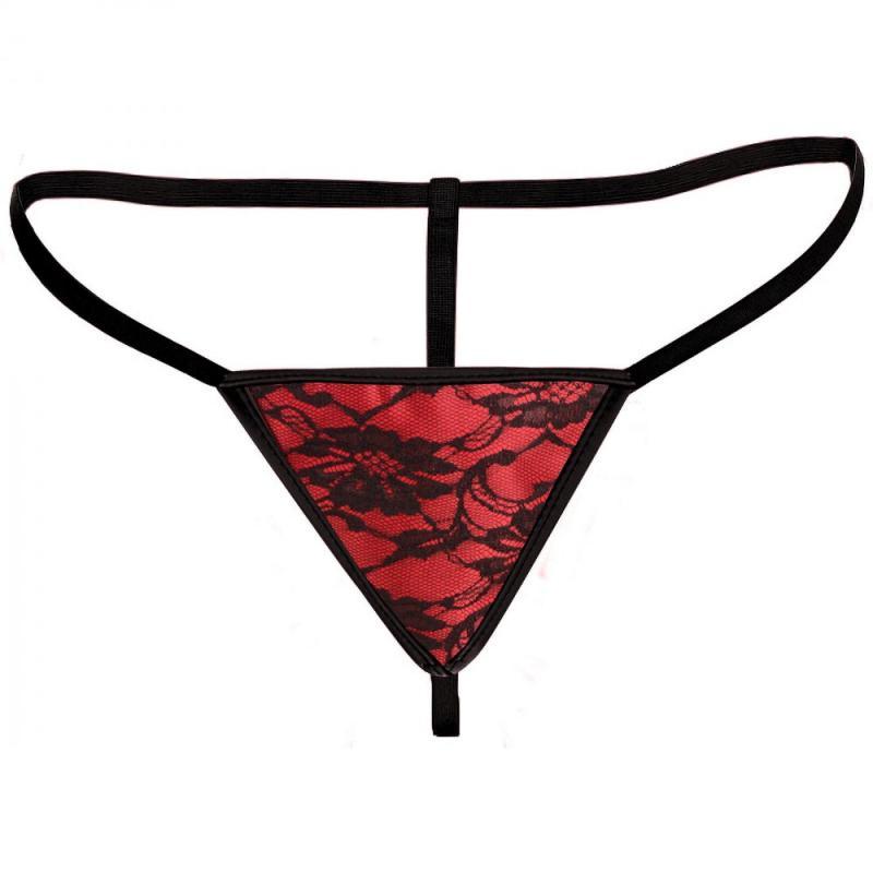 Scarlet Seduction Lace Corset & Thong - Black/Red
