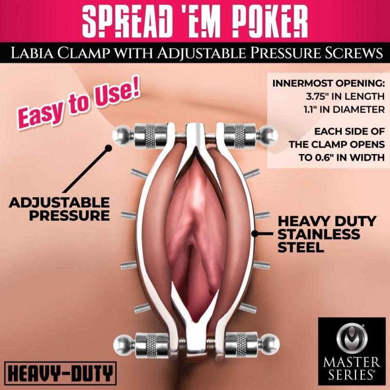 Spread 'Em Poker Vagina Clamp with Adjustable Pressure Screws