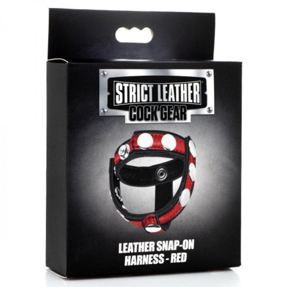 Strict Cock Gear Leather Snap-On Harness Red
