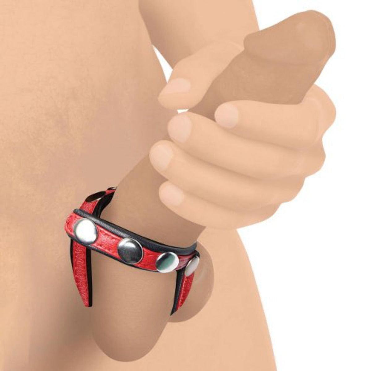 Strict Cock Gear Leather Snap-On Harness Red