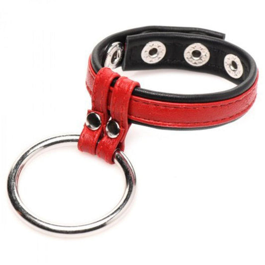 Strict Leather Cock Gear Leather and Steel Cock & Ball Ring Red