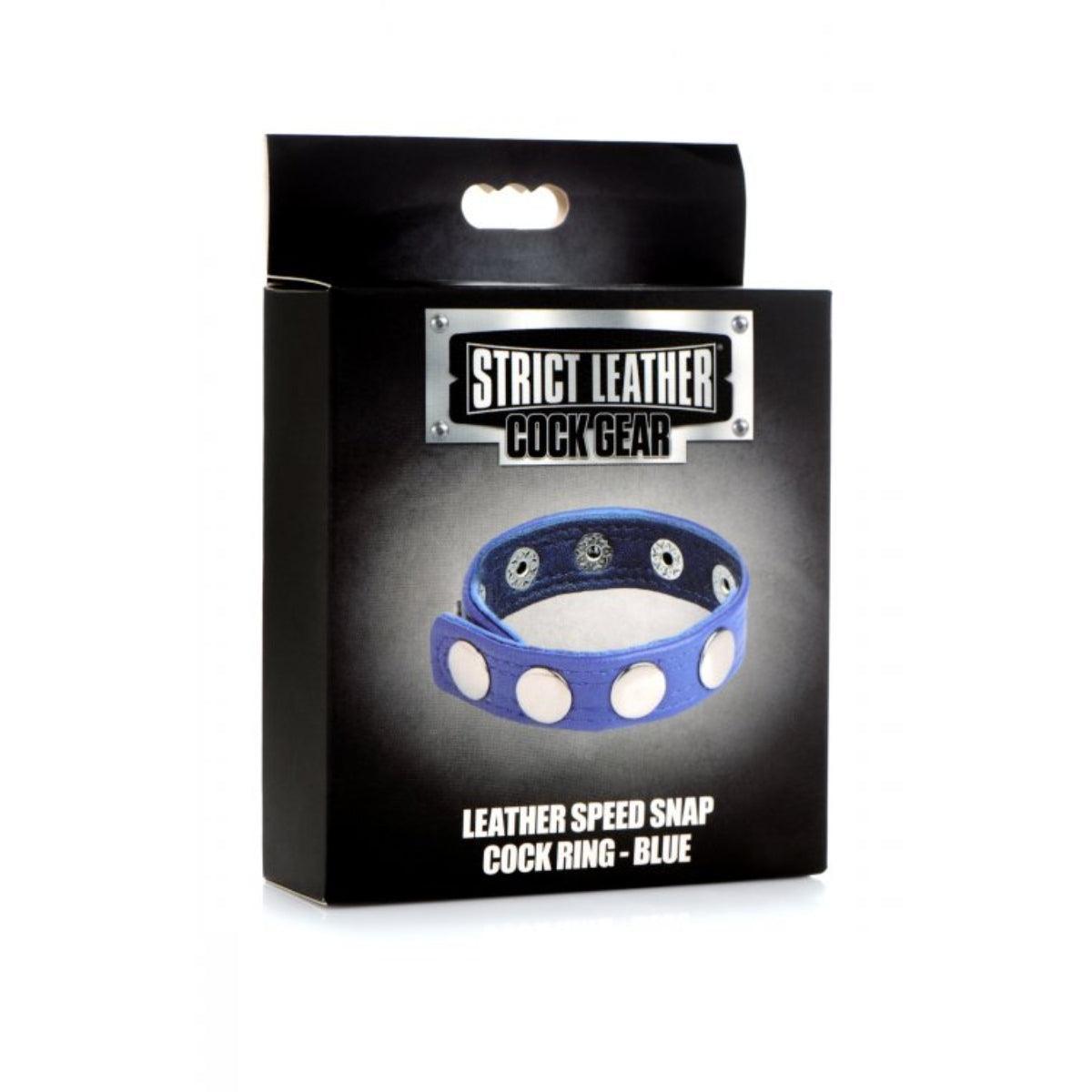 Strict Leather Cock Gear Leather Speed Snap Cock Ring Blue
