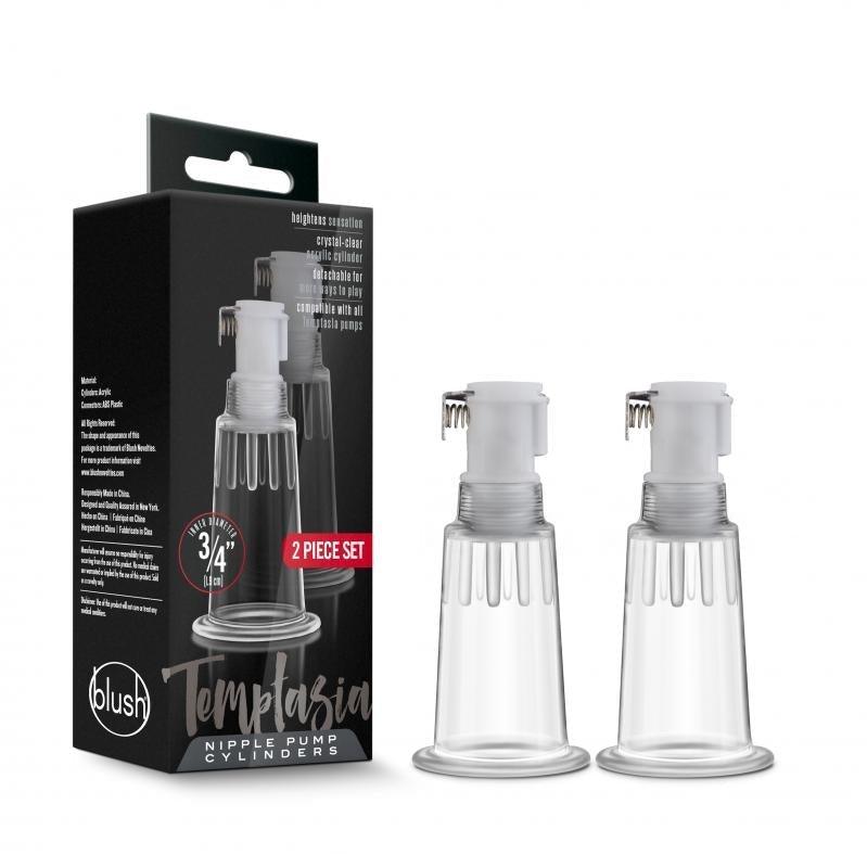 Temptasia - Nipple Pumping Cylinders - Set of 2 (0.75 Inch Diameter) - Clear