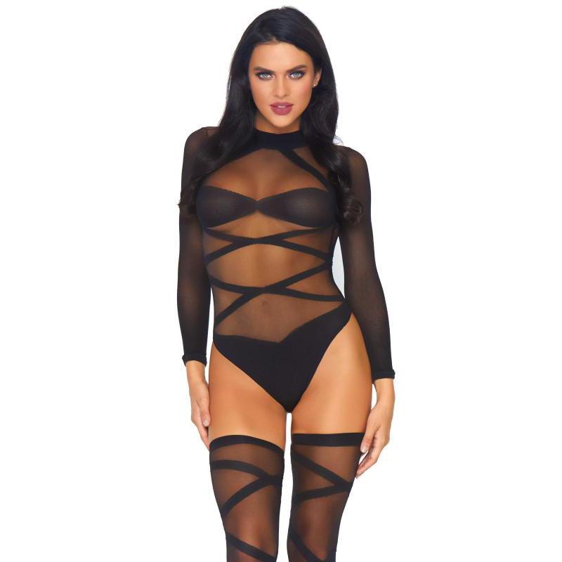 Truth Or Dare Body & Thigh Highs Set - Black