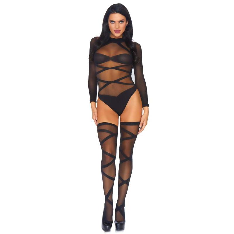 Truth Or Dare Body & Thigh Highs Set - Black