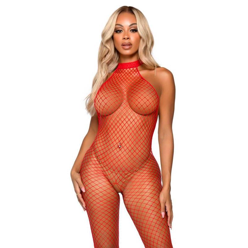 What U Want Fishnet Catsuit - Red